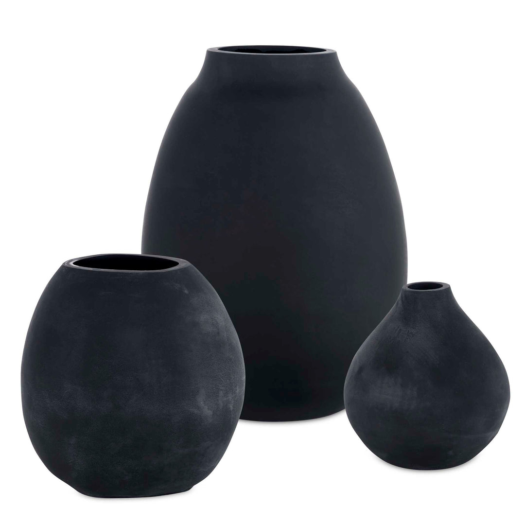 Hearth Matte Black Vases Set of 3 Accessories Uttermost