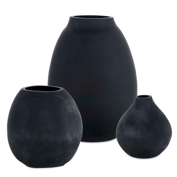 Hearth Matte Black Vases Set of 3 Accessories Uttermost