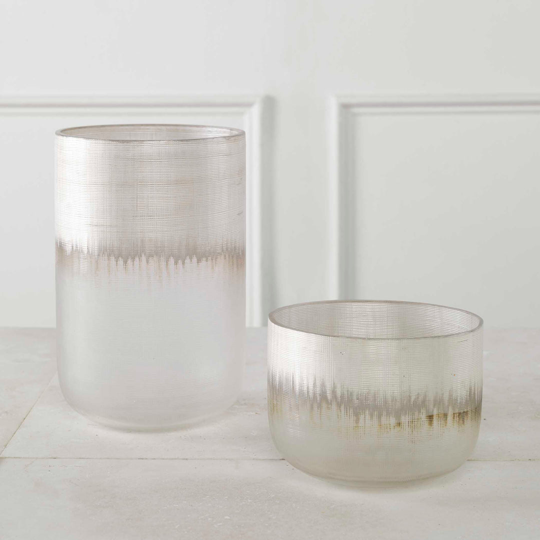 Frost Silver Drip Glass Vases Set of 2 Accessories Uttermost