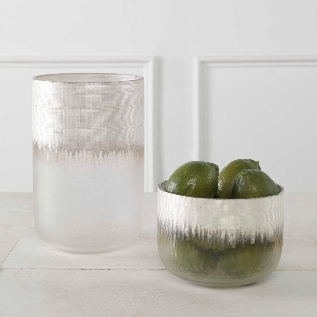 Frost Silver Drip Glass Vases Set of 2 Accessories Uttermost
