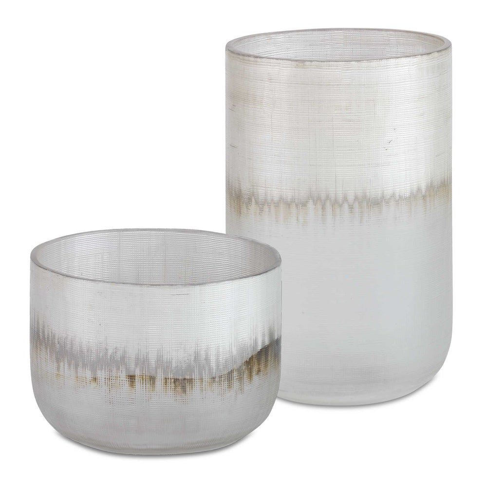 Frost Silver Drip Glass Vases Set of 2 Accessories Uttermost