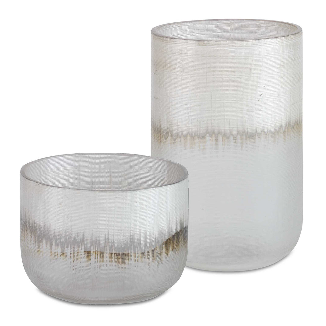 Frost Silver Drip Glass Vases Set of 2 Accessories Uttermost