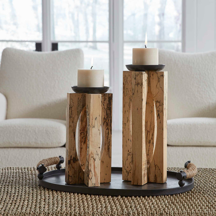 Ilva Wood Candleholders Set of 2 Accessories Uttermost