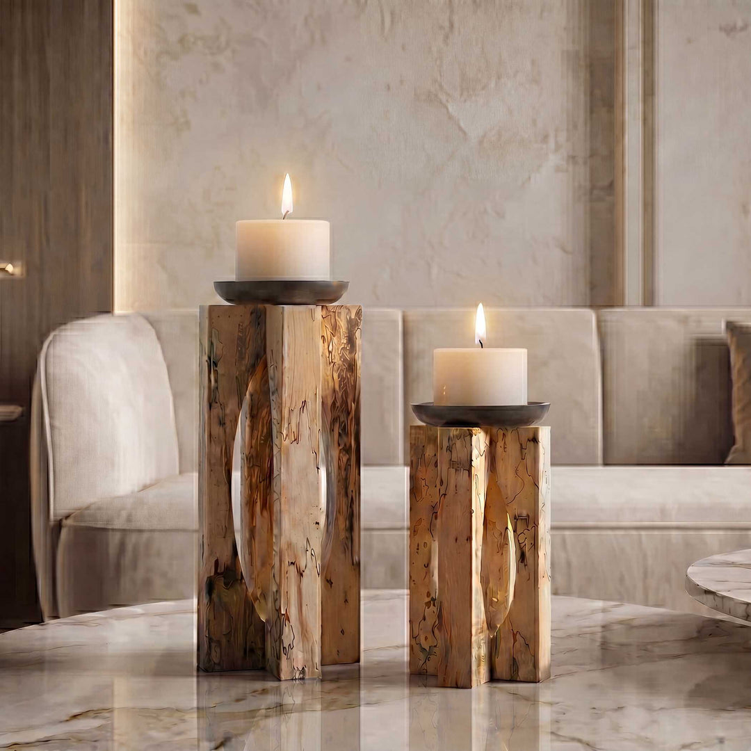 Ilva Wood Candleholders Set of 2 Accessories Uttermost