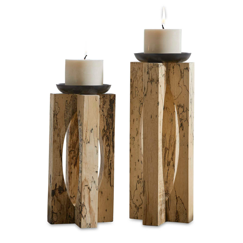 Ilva Wood Candleholders Set of 2 Accessories Uttermost