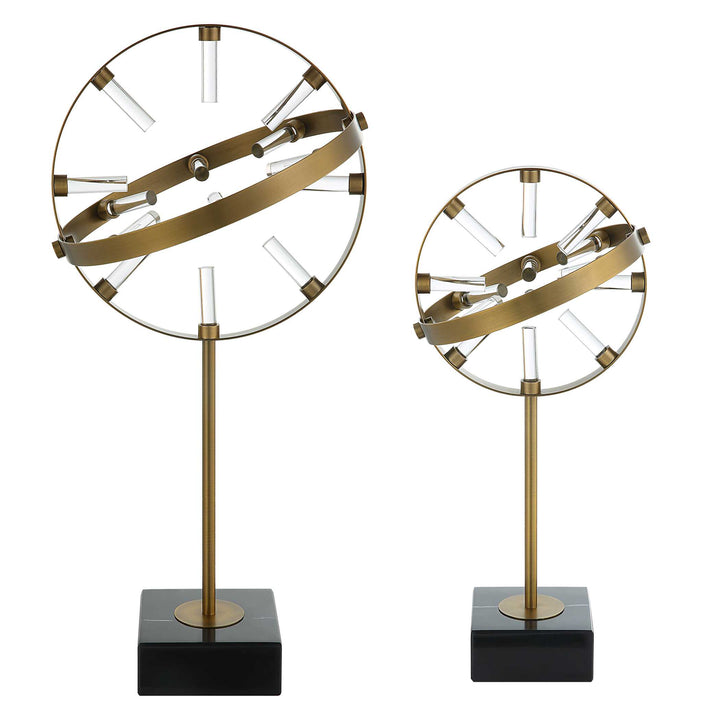 Realm Spherical Brass Sculptures Set Of 2 Accessories Uttermost