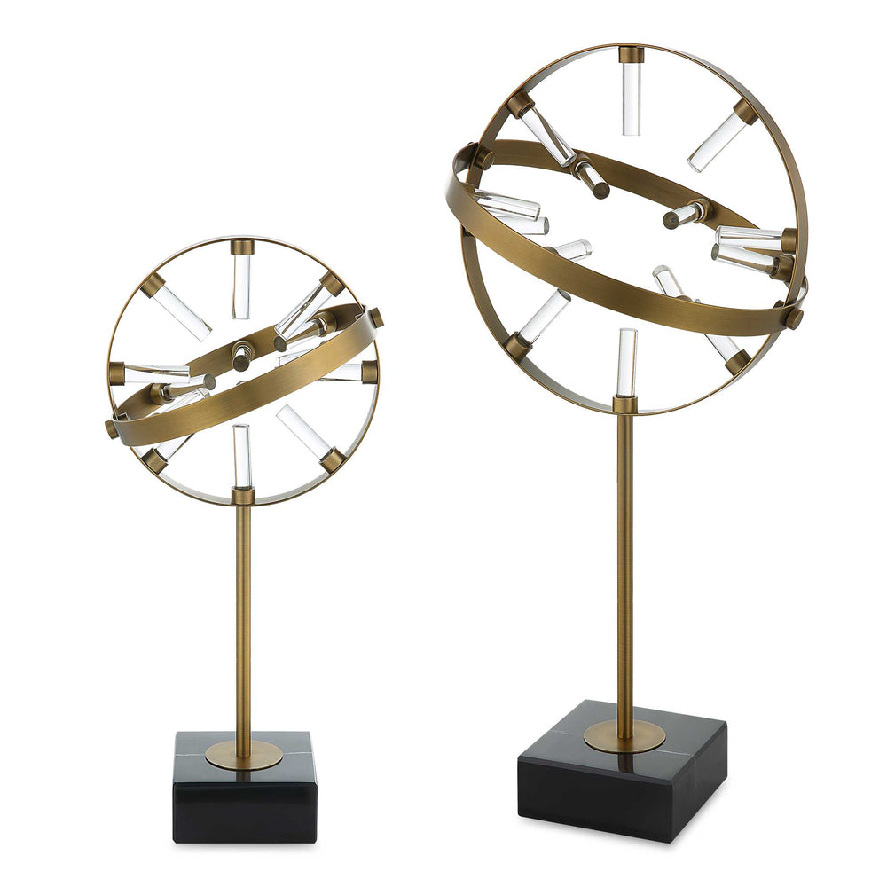 Realm Spherical Brass Sculptures Set Of 2 Accessories Uttermost