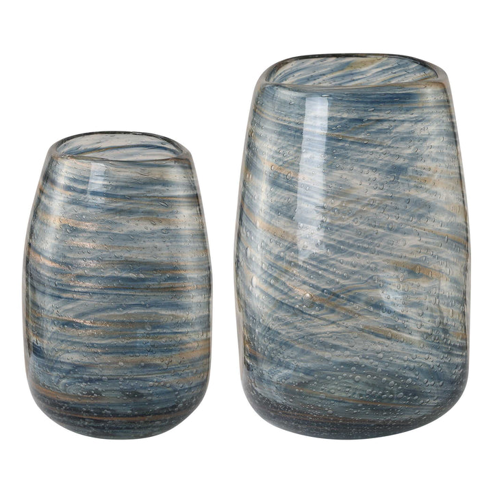 Aurora Swirl Glass Vases Set of 2 Accessories Uttermost