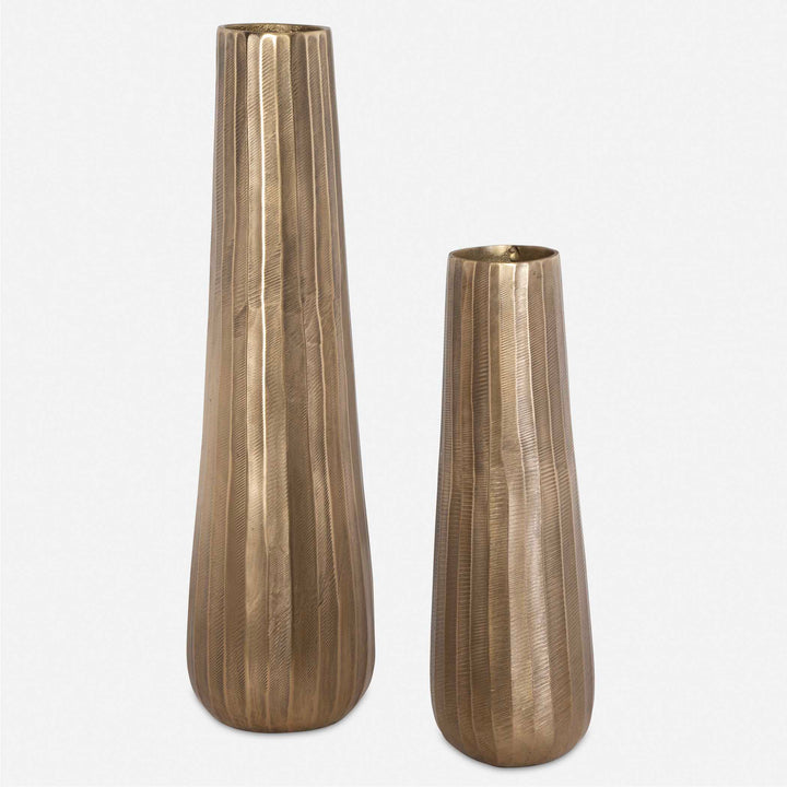 Vertiforge Antique Gold Vases Set of 2 Accessories Uttermost