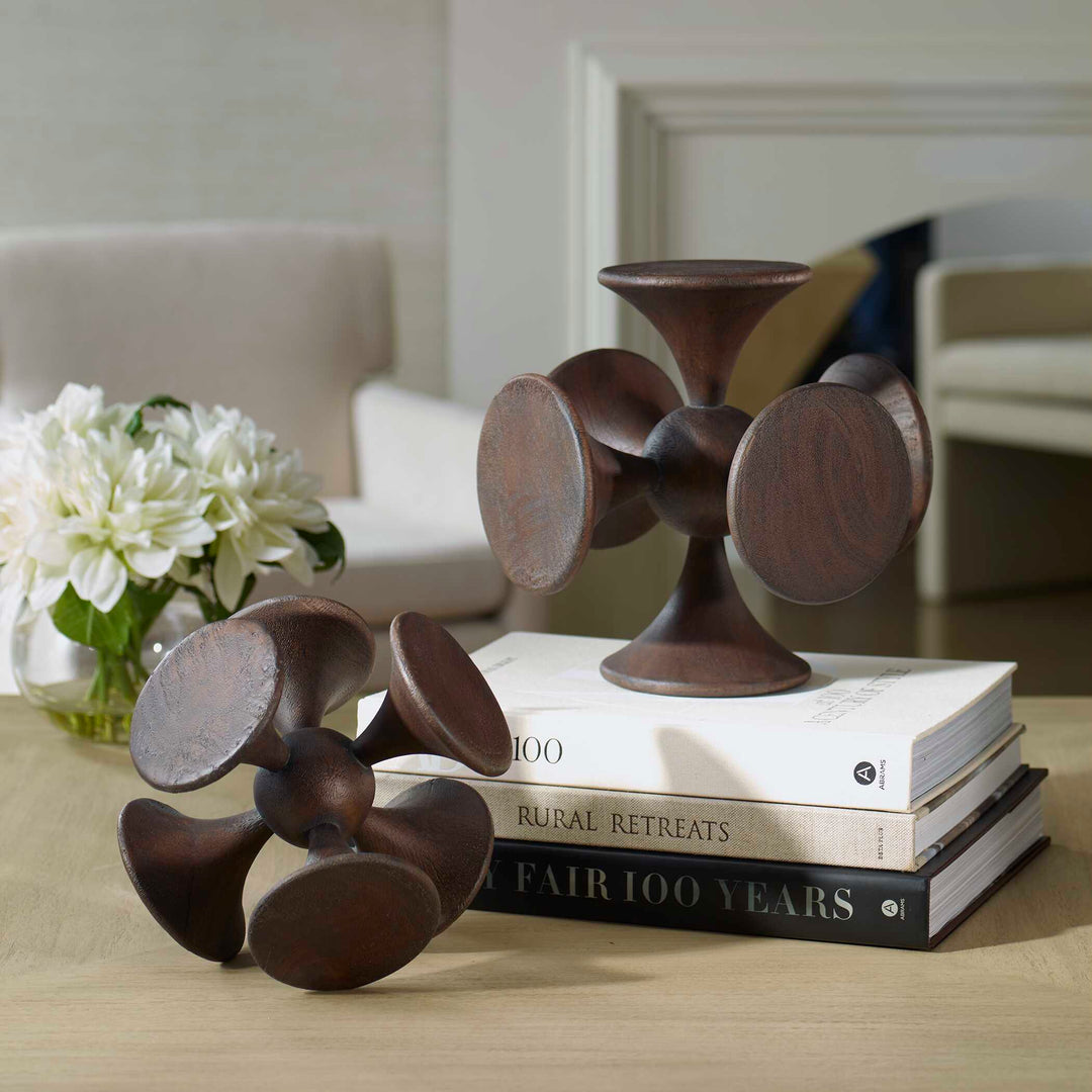 Balanced Harmony Dark Wooden Sculptures Set of 2 Accessories Uttermost