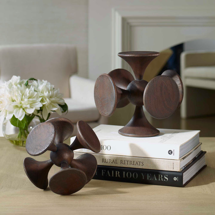 Balanced Harmony Dark Wooden Sculptures Set of 2 Accessories Uttermost