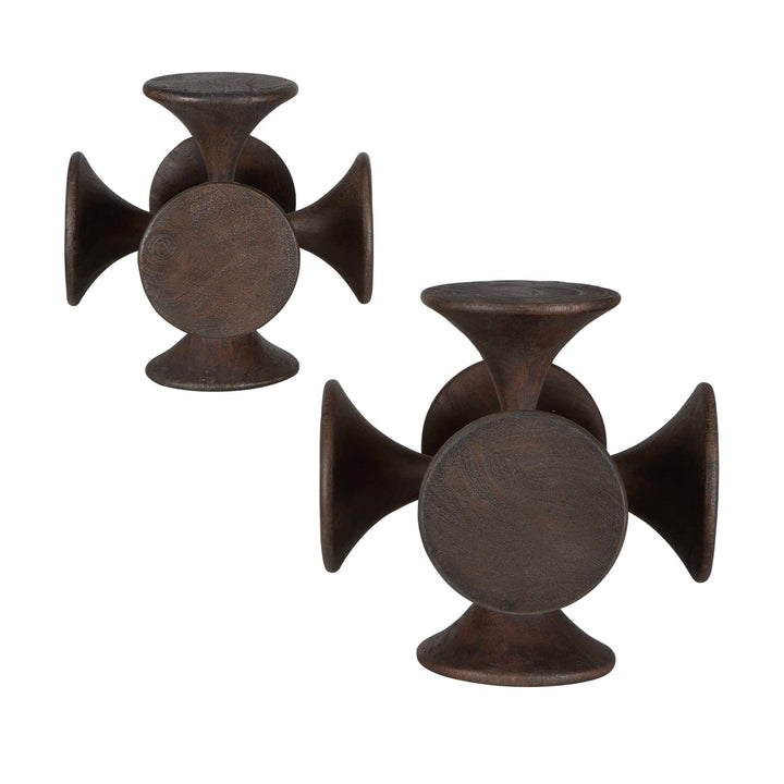 Balanced Harmony Dark Wooden Sculptures Set of 2 Accessories Uttermost