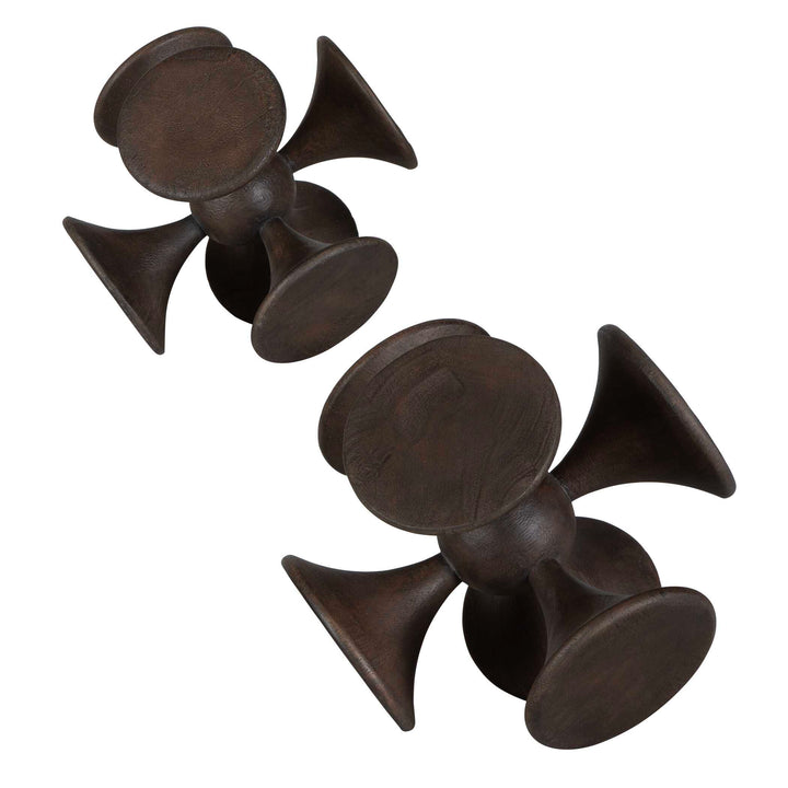 Balanced Harmony Dark Wooden Sculptures Set of 2 Accessories Uttermost