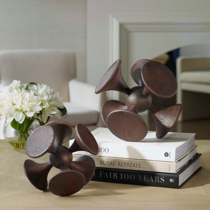 Balanced Harmony Dark Wooden Sculptures Set of 2 Accessories Uttermost