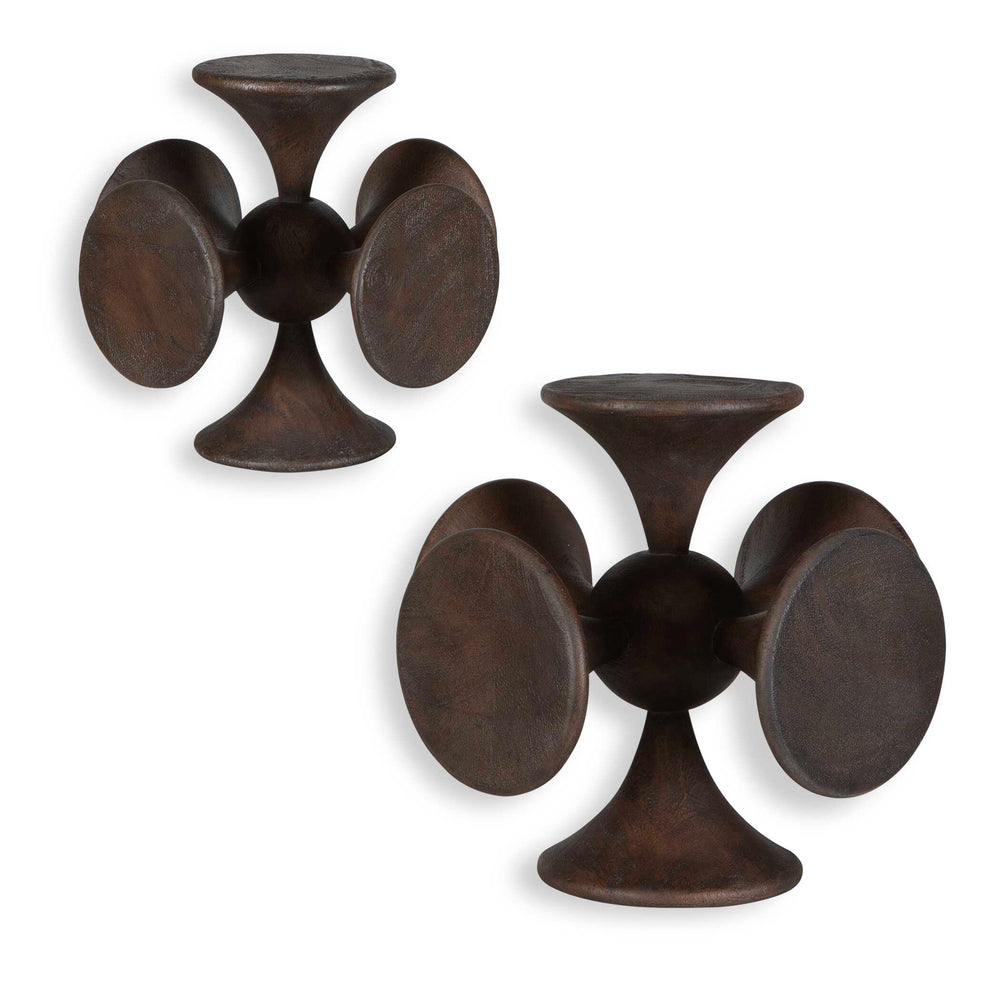 Balanced Harmony Dark Wooden Sculptures Set of 2 Accessories Uttermost