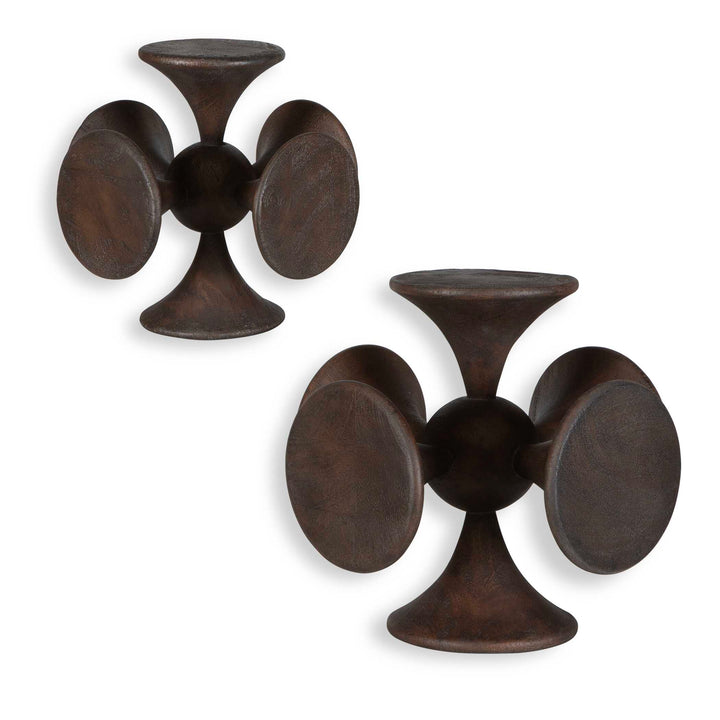Balanced Harmony Dark Wooden Sculptures Set of 2 Accessories Uttermost