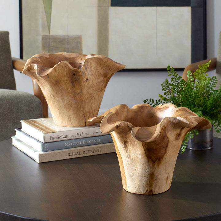 Teak Flow Natural Outdoor Bowl Accessories Uttermost