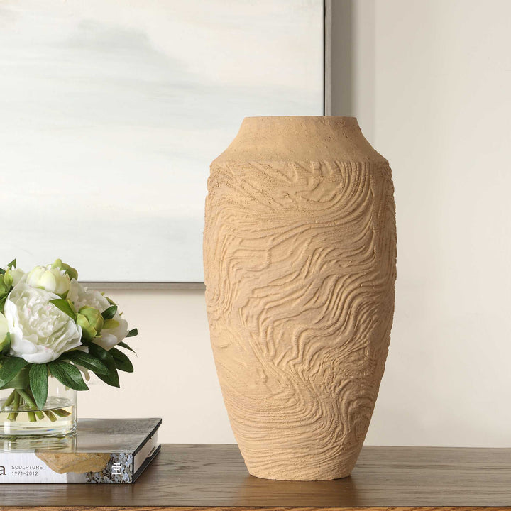Sandstone Flow Large Terracotta Vase Accessories Uttermost