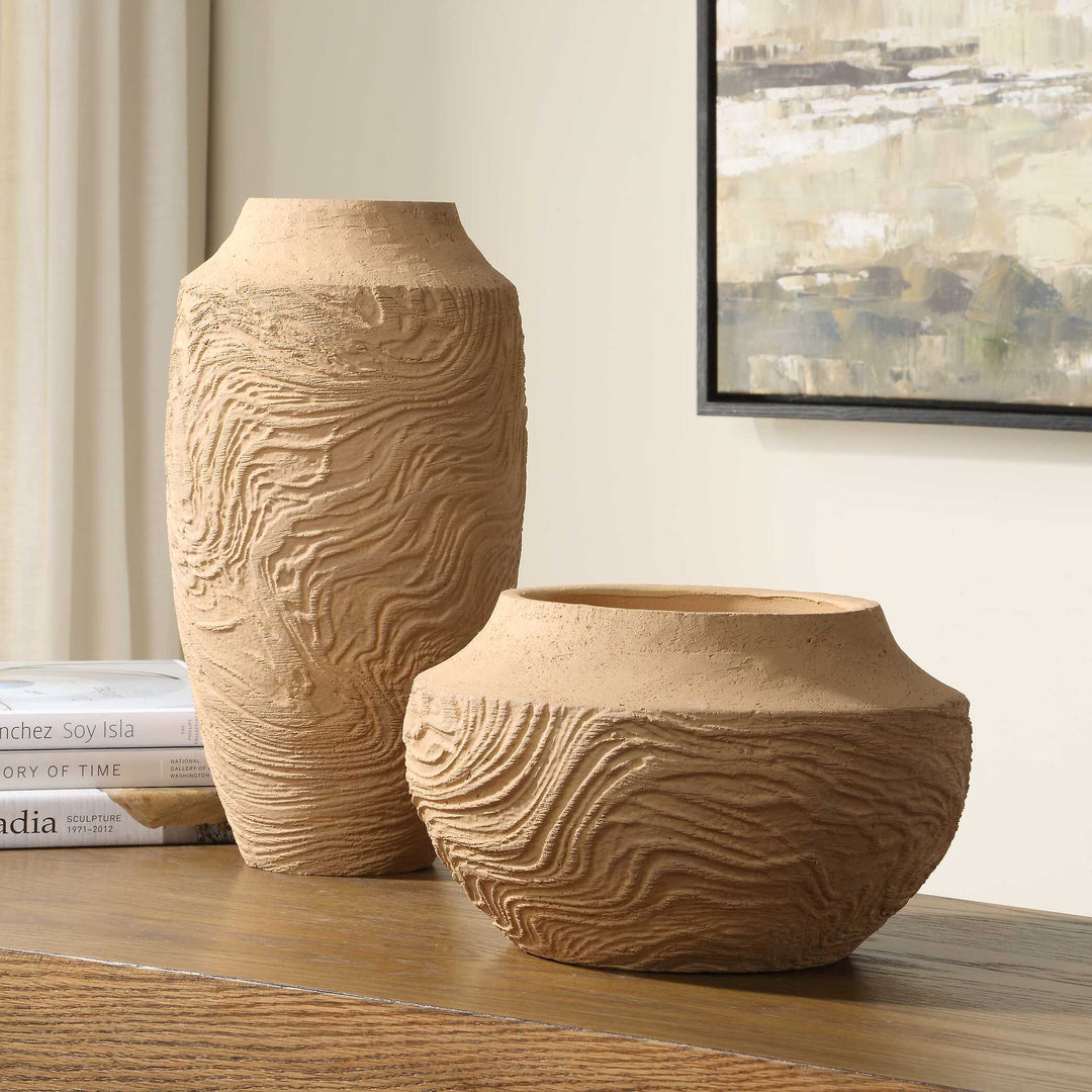 Sandstone Flow Small Terracotta Vase Accessories Uttermost