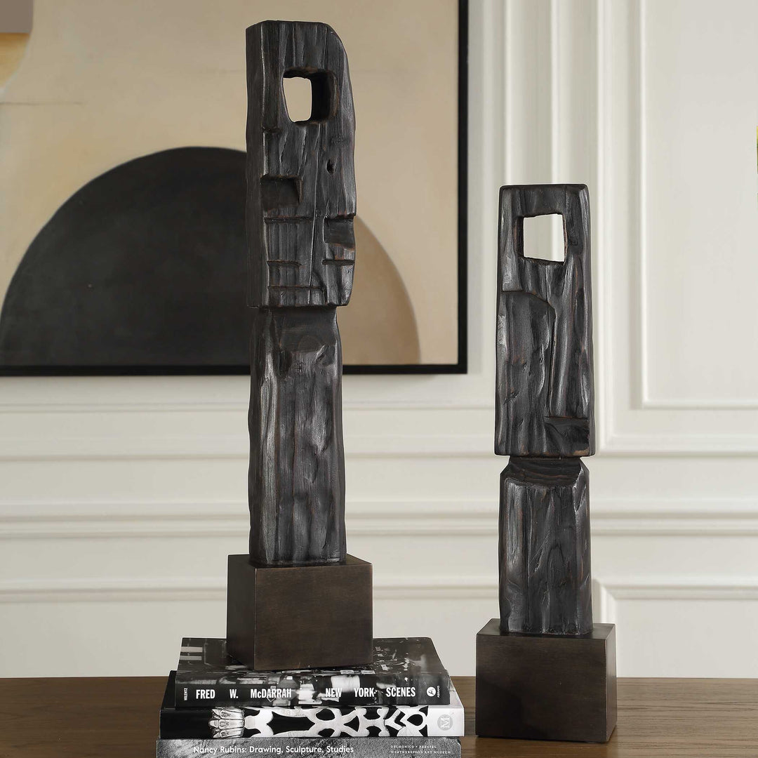 Cipher Black Wood Totems Set of 2 Accessories Uttermost