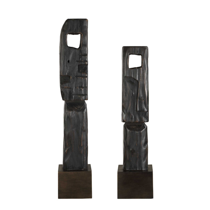 Cipher Black Wood Totems Set of 2 Accessories Uttermost