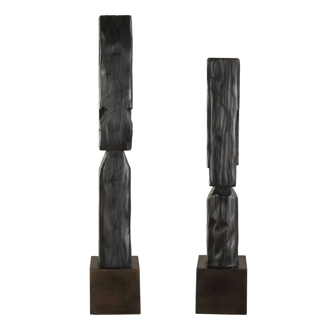 Cipher Black Wood Totems Set of 2 Accessories Uttermost