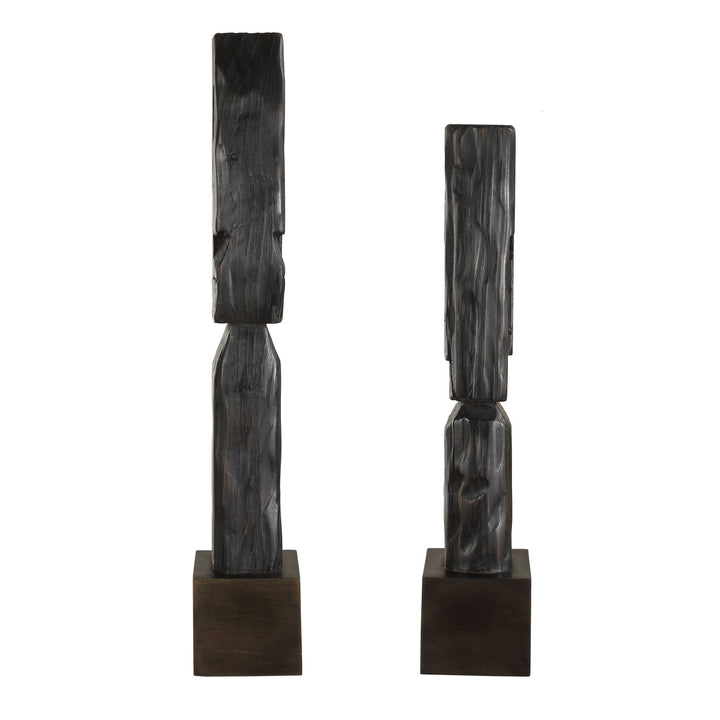 Cipher Black Wood Totems Set of 2 Accessories Uttermost