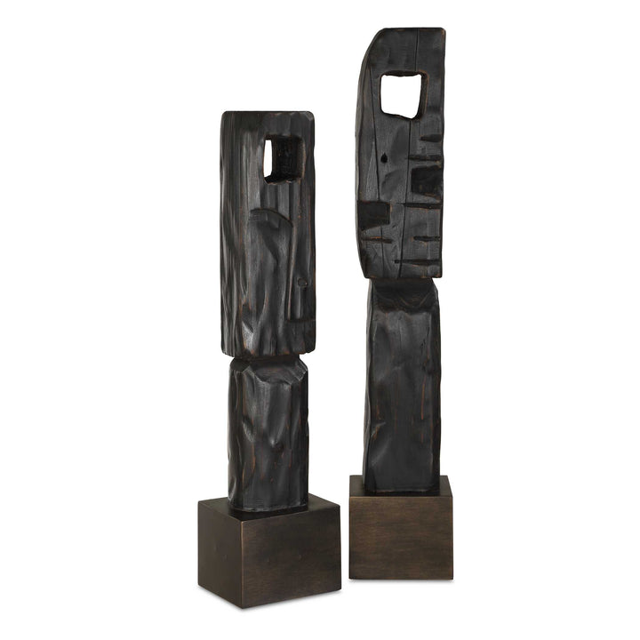 Cipher Black Wood Totems Set of 2 Accessories Uttermost