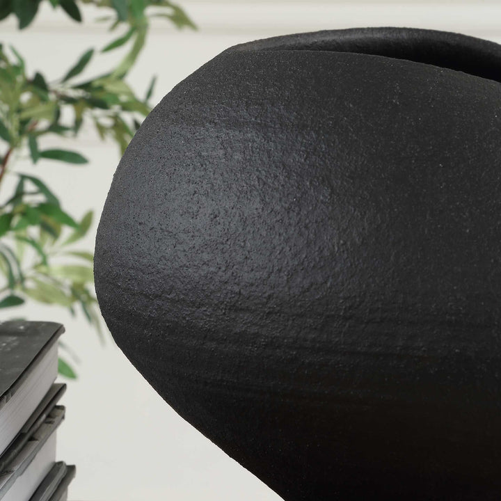 Nocturne Textured Black Bowl Accessories Uttermost
