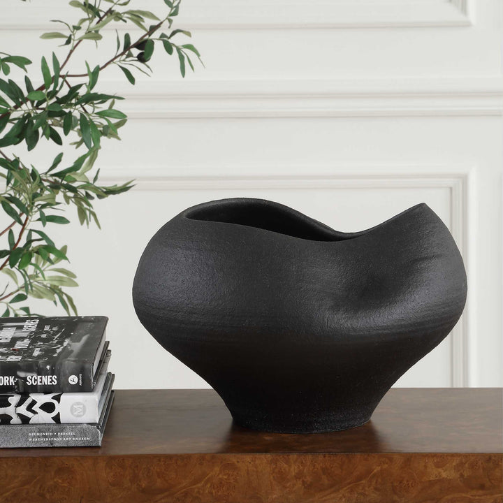 Nocturne Textured Black Bowl Accessories Uttermost