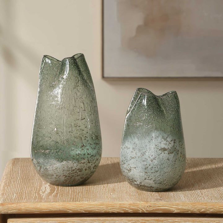 Chianti Seeded Glass Vases Set of 2 Accessories Uttermost