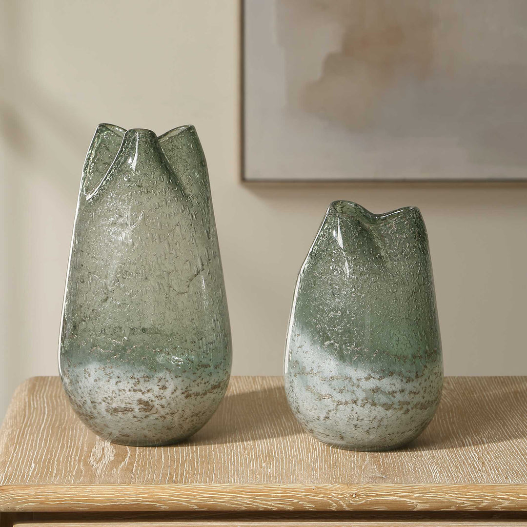 Chianti Seeded Glass Vases Set of 2 Accessories Uttermost