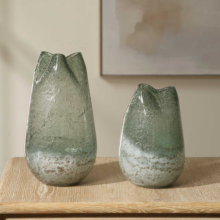 Chianti Seeded Glass Vases Set of 2 Accessories Uttermost