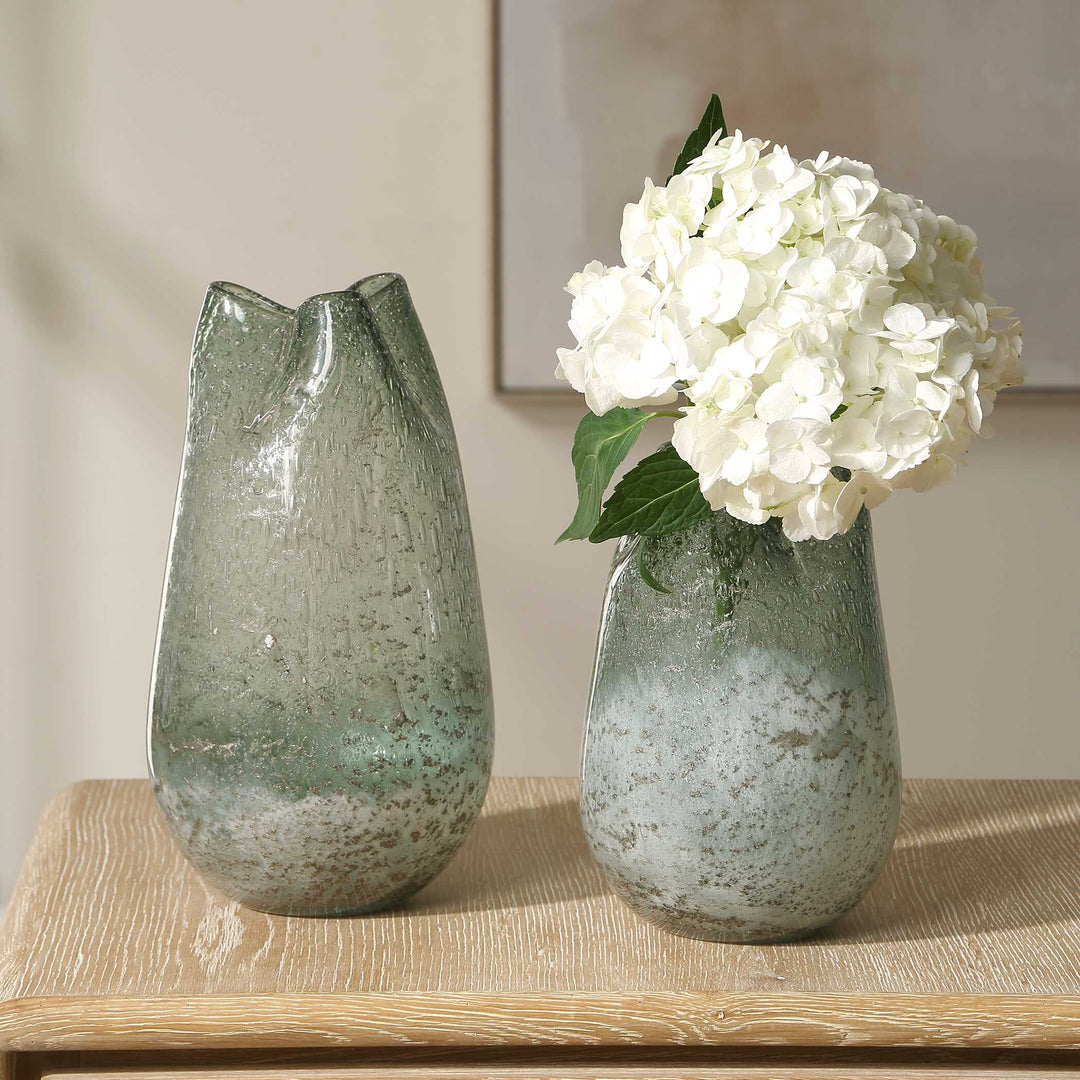 Chianti Seeded Glass Vases Set of 2 Accessories Uttermost