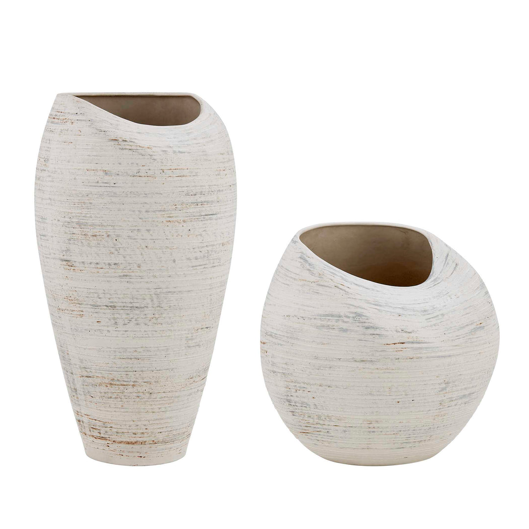 Inara Indoor-Outdoor White Vases Set of 2 Accessories Uttermost