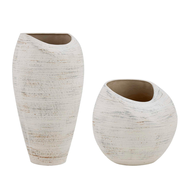 Inara Indoor-Outdoor White Vases Set of 2 Accessories Uttermost