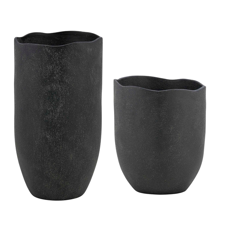 Komorebi Indoor-Outdoor Black Vases Set of 2 Accessories Uttermost