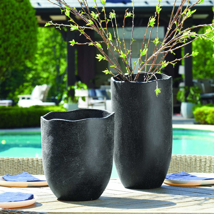 Komorebi Indoor-Outdoor Black Vases Set of 2 Accessories Uttermost