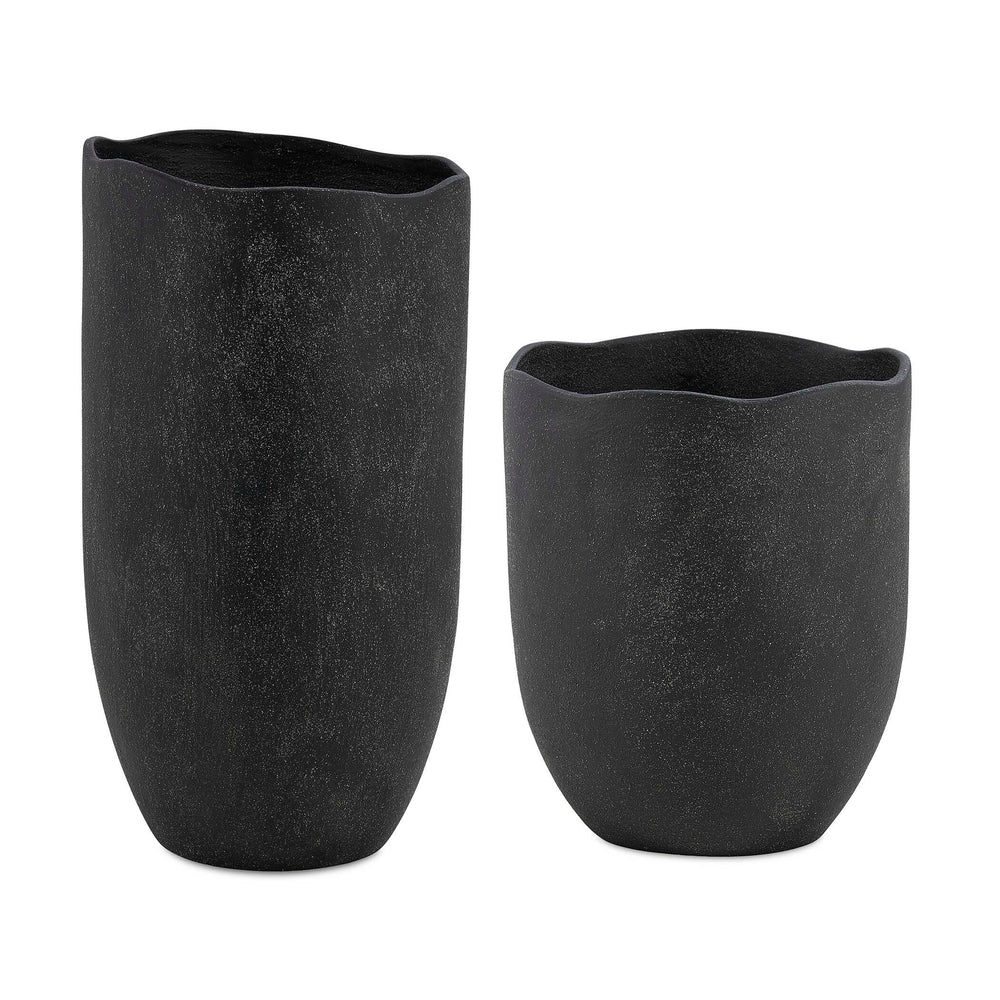 Komorebi Indoor-Outdoor Black Vases Set of 2 Accessories Uttermost