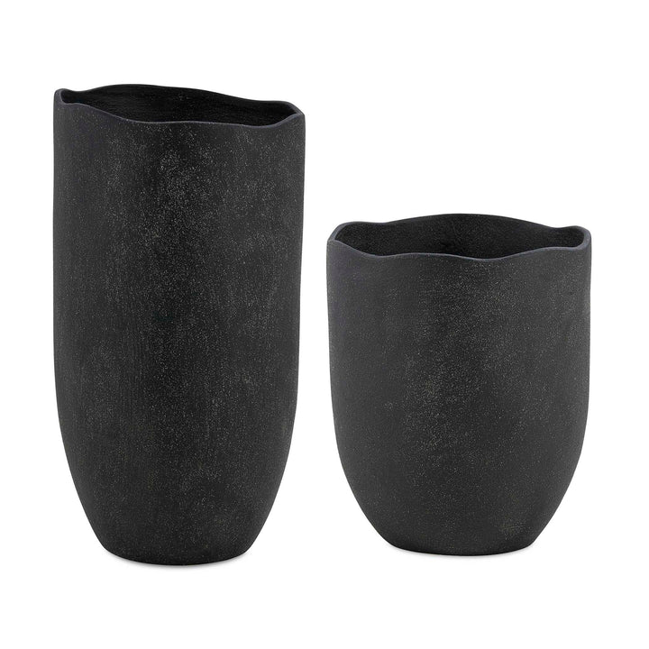 Komorebi Indoor-Outdoor Black Vases Set of 2 Accessories Uttermost