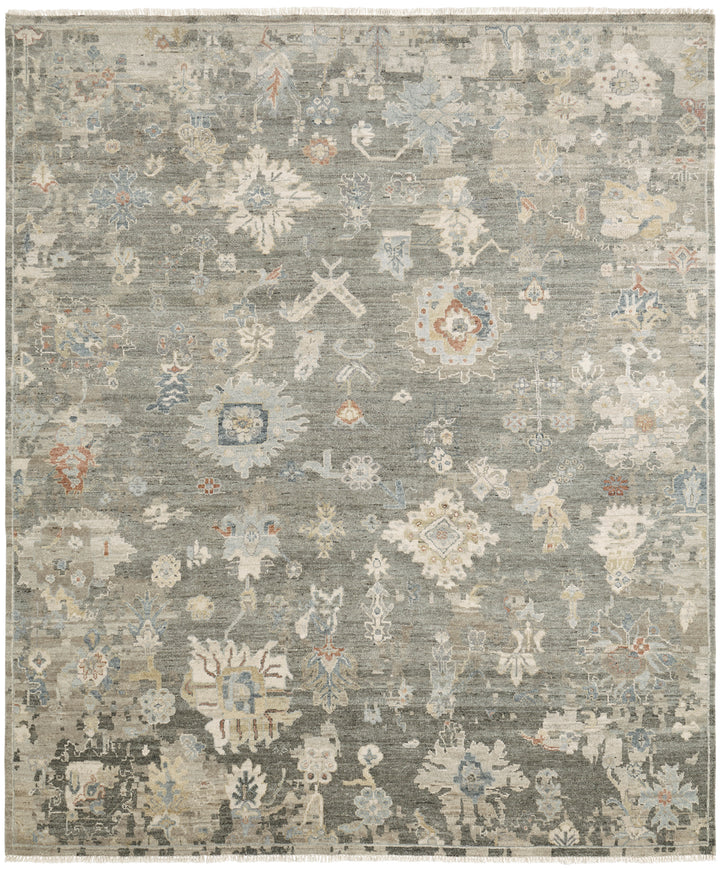 Traditional Grey/Silver Wool Area Rug: Mafi Signature Alaska AK-108 (Hand-Knotted Area Rug)