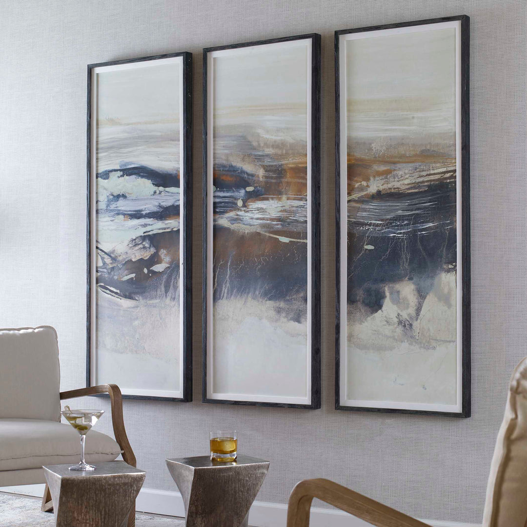 Graphite Horizon Framed Prints Set of 3 Accessories Uttermost
