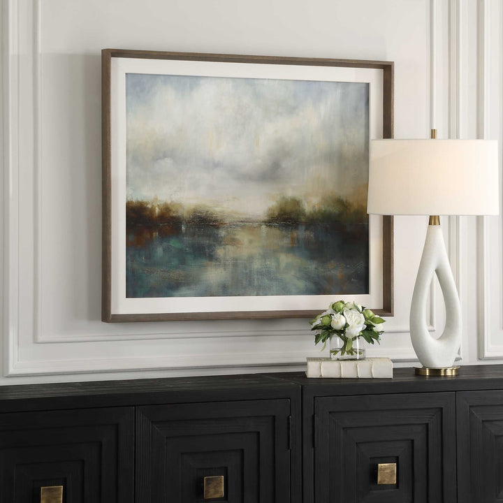 Blue Reverie Framed Abstract Lake Print Accessories Uttermost