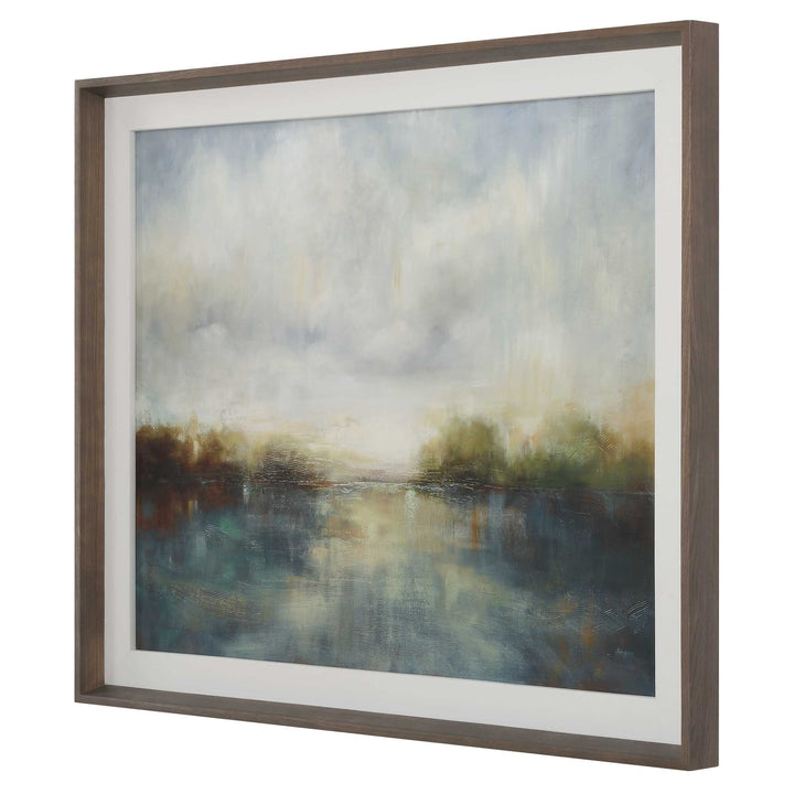 Blue Reverie Framed Abstract Lake Print Accessories Uttermost
