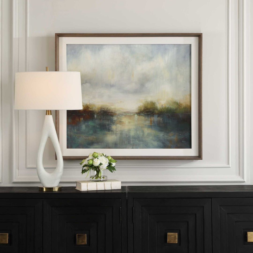 Blue Reverie Framed Abstract Lake Print Accessories Uttermost