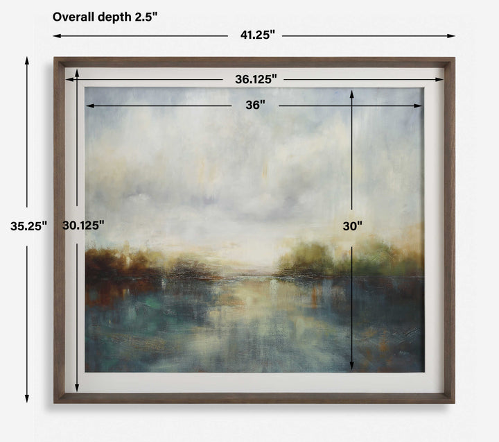 Blue Reverie Framed Abstract Lake Print Accessories Uttermost