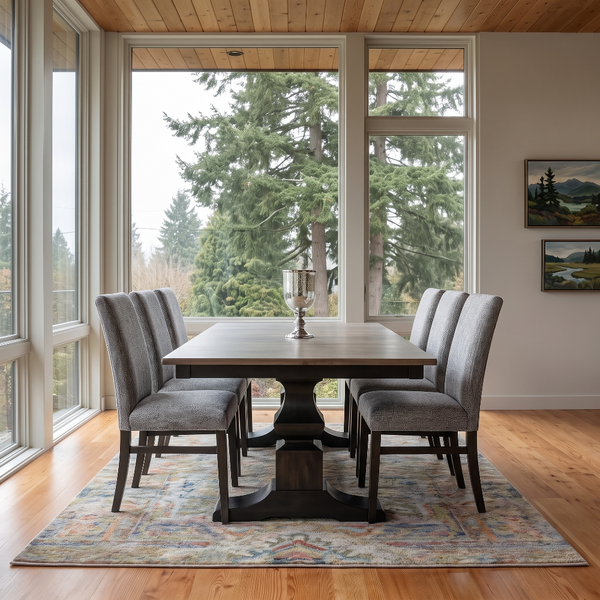 42x72 Dining Table with Eleanor Double Pedestal and 18" Leaf