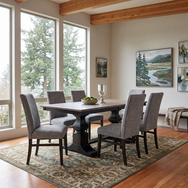 42x72 Dining Table with Eleanor Double Pedestal and 18" Leaf