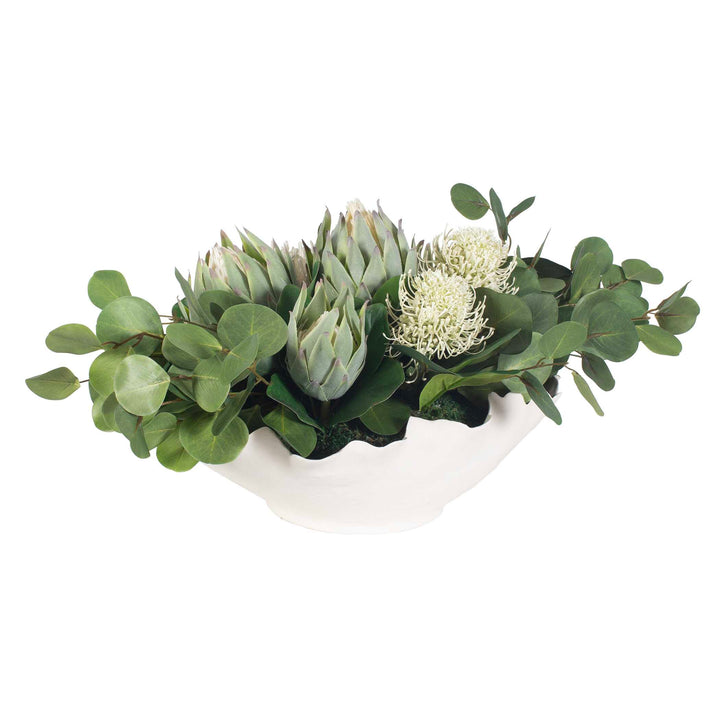 Protea Blooms White Bowl Centerpiece Accessories Uttermost