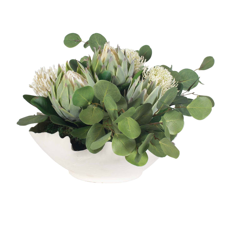Protea Blooms White Bowl Centerpiece Accessories Uttermost
